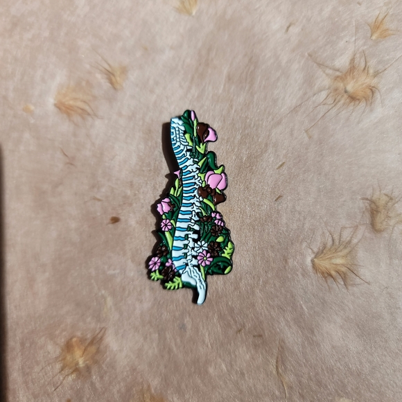 ANATOMICAL FLORAL SPINE ENAMEL PIN - Picture 1 of 6